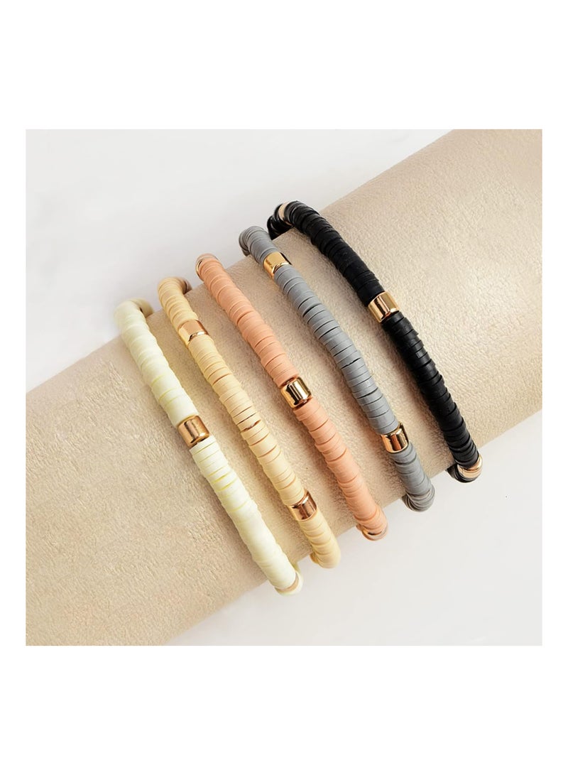 SYOSI طقم مجوهرات خرز الطين ، طقم أساور قهوة خرز  افعلها بنفسك أساور طين مجموعة صنع الأساور الصديقة طقم حرف وأشغال يدوية طقم خرز قهوة للنساء الفتيات صنع أساور الطين - Image 2