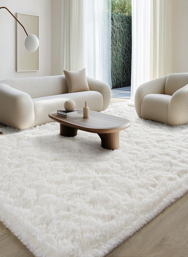 BENRON Fluffy Rugs for Living Room 5x8 Cream White, Washable Large Area Rugs for Bedroom Dining Table Office Kids Nursery Room, Washable Indoor Floor Carpets - Image 2
