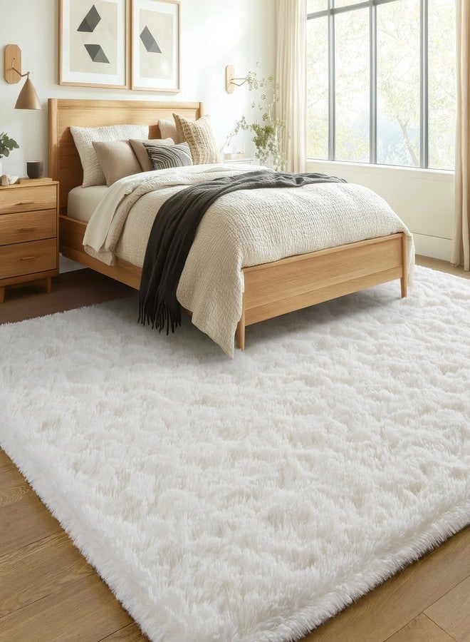 BENRON Fluffy Rugs for Living Room 5x8 Cream White, Washable Large Area Rugs for Bedroom Dining Table Office Kids Nursery Room, Washable Indoor Floor Carpets - Image 3