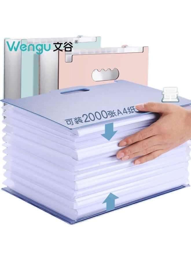 Wengu [أساسيات العودة إلى المدرسة] حقيبة ملفات أكورديون عمودية محمولة وينغو 25 إن، حقيبة تخزين مستندات بسعة كبيرة A4، منظم ملفات عمودي متعدد الطبقات، حقيبة أوراق امتحانات الطلاب، Fqb-026 لون أيس مون الأزرق - Image 3