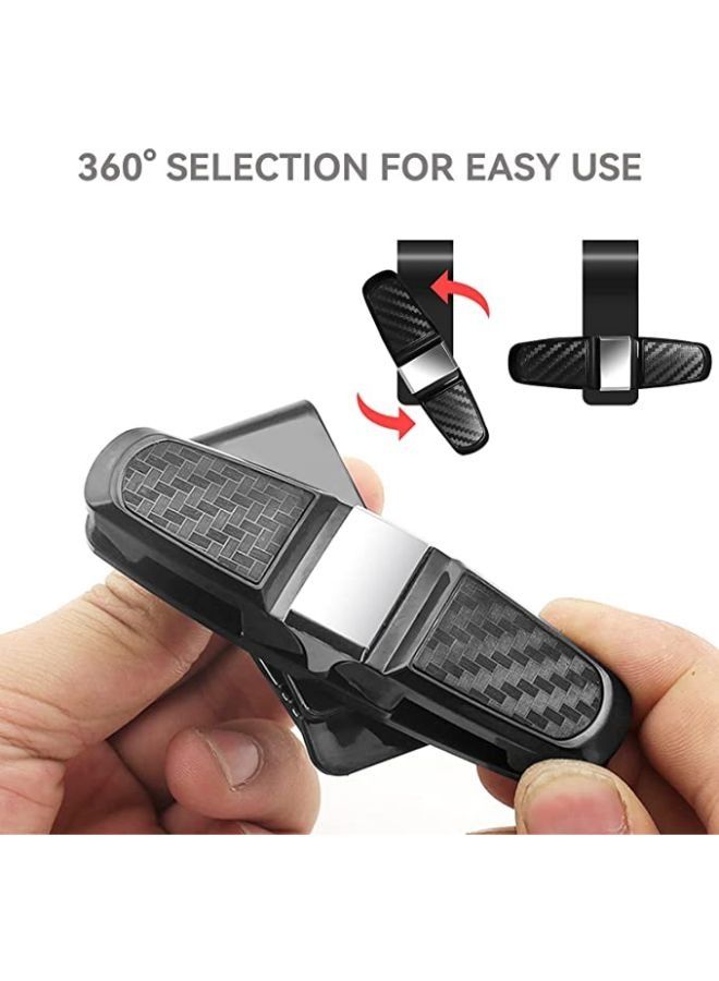 2 قطعة حامل النظارات الشمسية كليب شماعات النظارات ، مشبك مزدوج الأطراف وحامل نظارات السيارة الدوار 180 درجة مع مشبك بطاقة التذاكر - Image 3