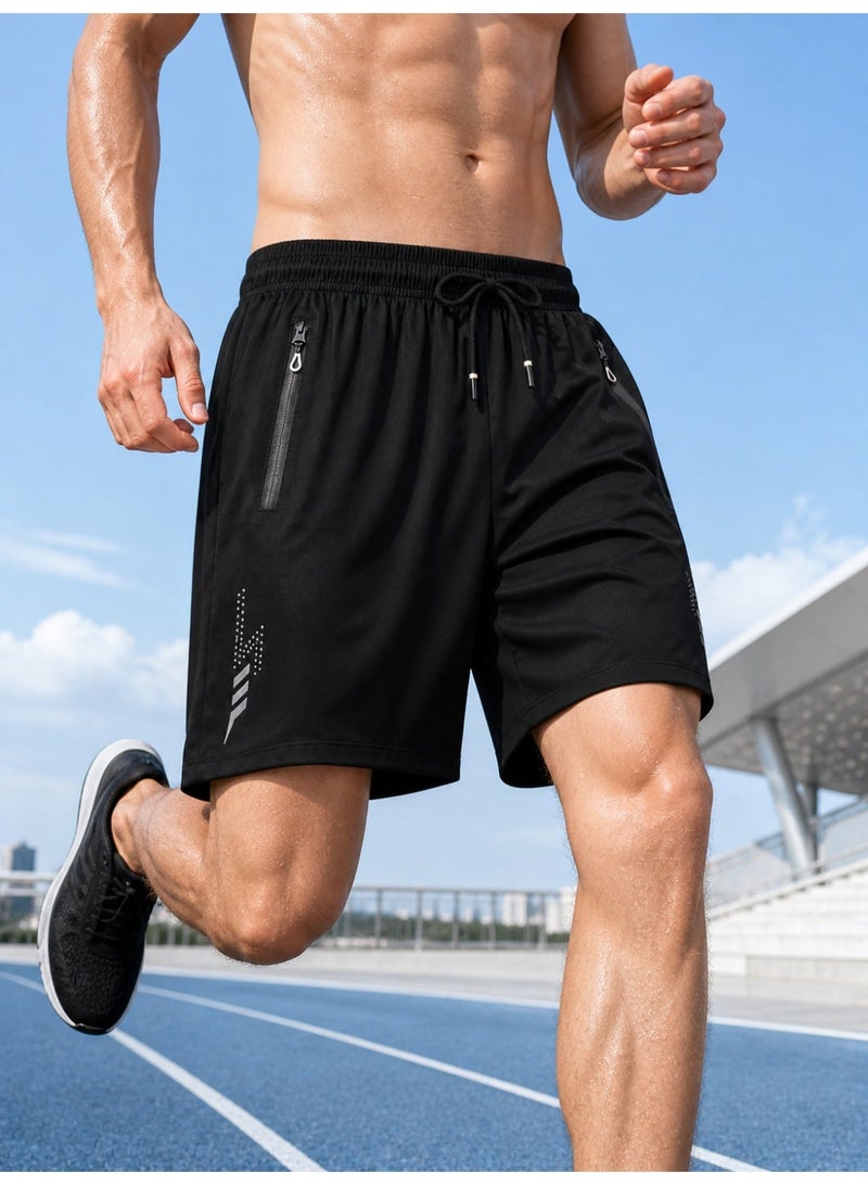 Men's Quick-Dry Breathable Athletic Shorts, Runs Small - Please Check Size Chart, Loose Fit Drawstring Waist Solid Color Gym Shorts for Running, Cycling, Swimming & Outdoor Activities - Image 1