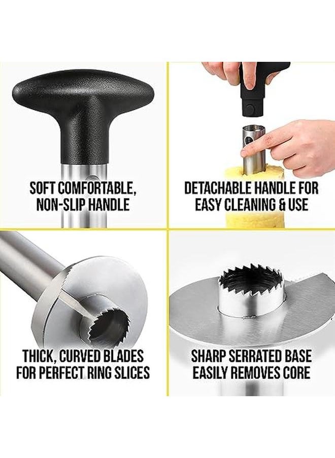 Zulay Kitchen - Pineapple Corer And Slicer Tool Stainless Steel Pineapple Cutter For Easy Core Removal And Slicing Super Fast Pineapple Slicer And Corer Tool Saves You Time Black - Image 1