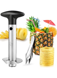 Pineapple Corer And Slicer Tool Stainless Steel Pineapple Cutter For Easy Core Removal And Slicing Super Fast Pineapple Slicer And Corer Tool Saves You Time Black