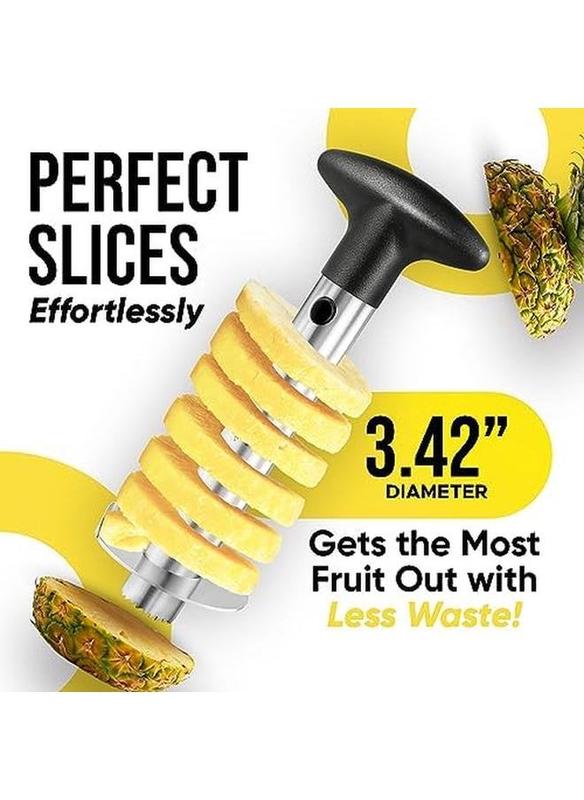 Zulay Kitchen - Pineapple Corer And Slicer Tool Stainless Steel Pineapple Cutter For Easy Core Removal And Slicing Super Fast Pineapple Slicer And Corer Tool Saves You Time Black - Image 1