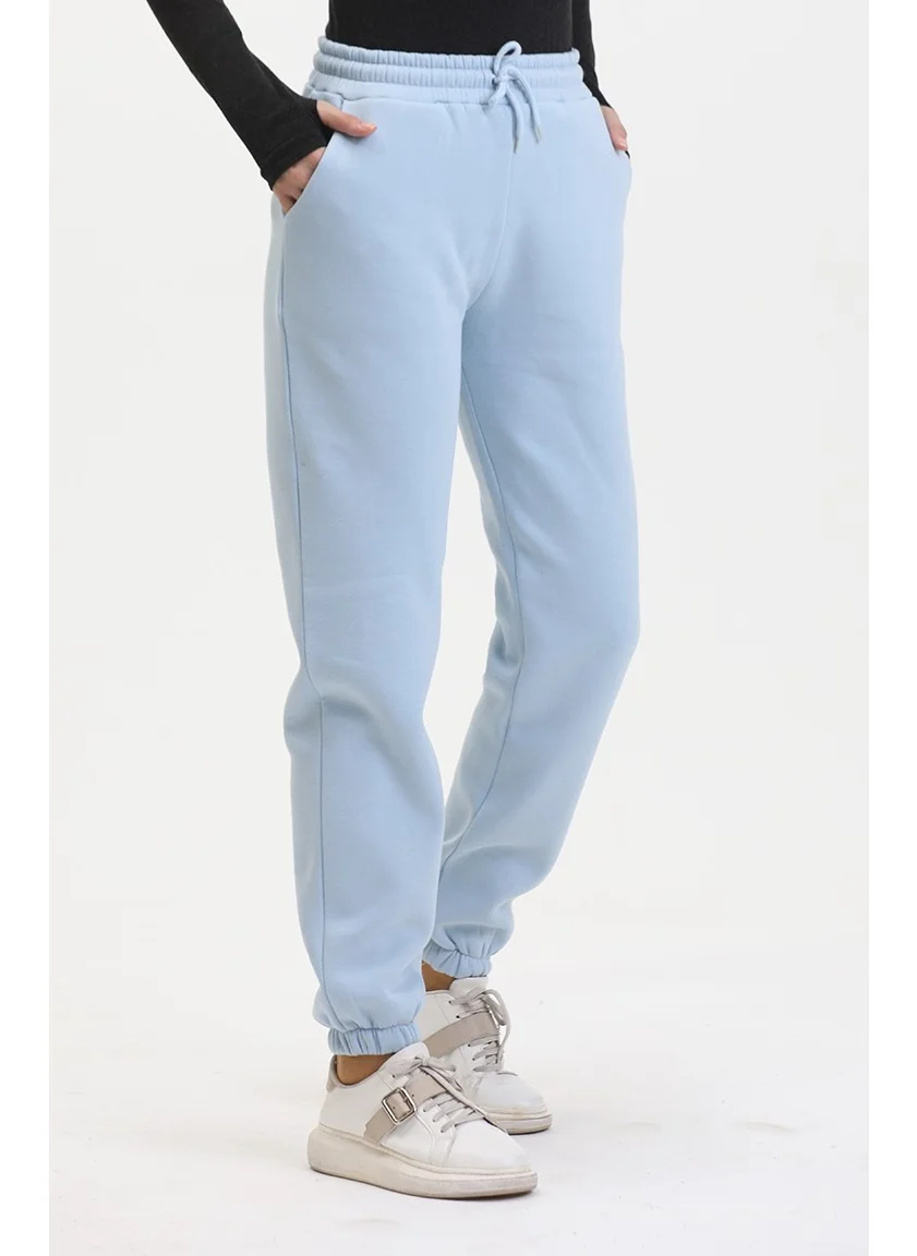 Sefa Merve Three Thread Combed Cotton Sweatpants 10400-04 Baby Blue