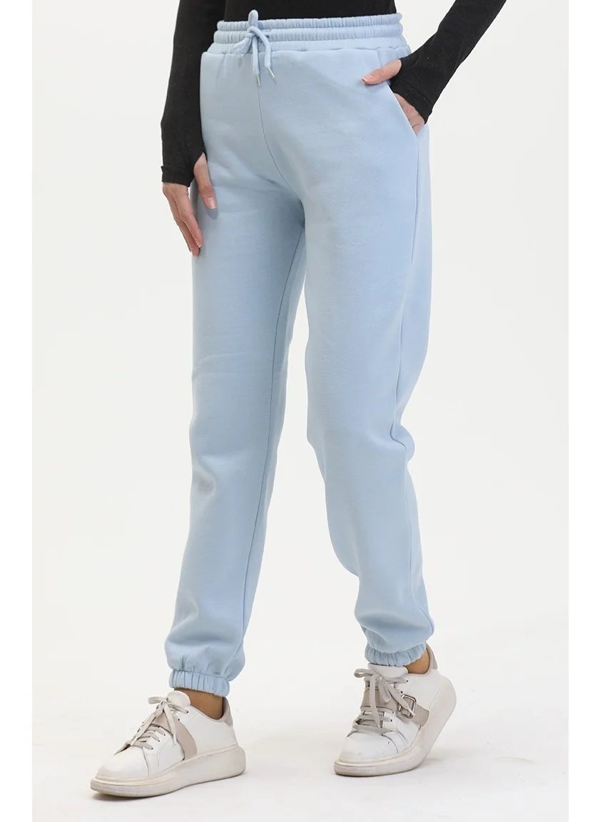 Sefa Merve Three Thread Combed Cotton Sweatpants 10400-04 Baby Blue