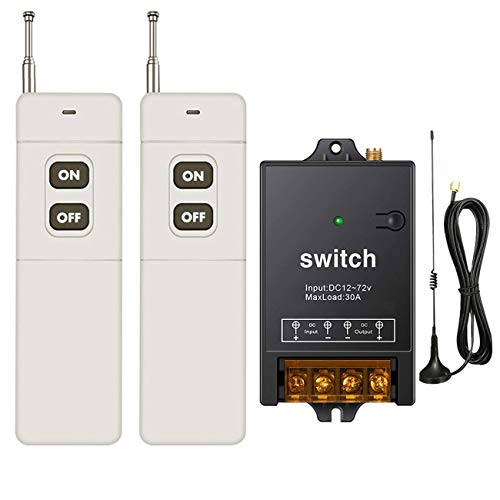 dstfuy Wireless Remote Switch 12V,1500M Meters Long Distance,DC 12V/24V/48V/72V /40A Relay RF Remote Control Switch for Water Pump Motor Lighting Farm Agriculture(Switch 12V) - Image 1