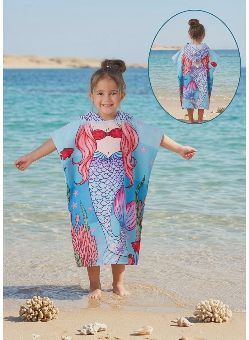 Children's Beach Poncho (65*60cm) Available in Various Designs and Colors, One-Size