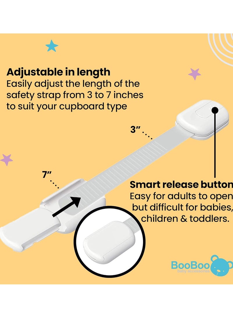 (10 PACK) Premium Cabinet Locks Baby Proofing, Child Proof Cabinet Locks with 3M Adhesive, Drawer Locks Baby Proofing Cabinets with No Drilling, 3M Adhesive + 4 Extra Stickers  - Image 3