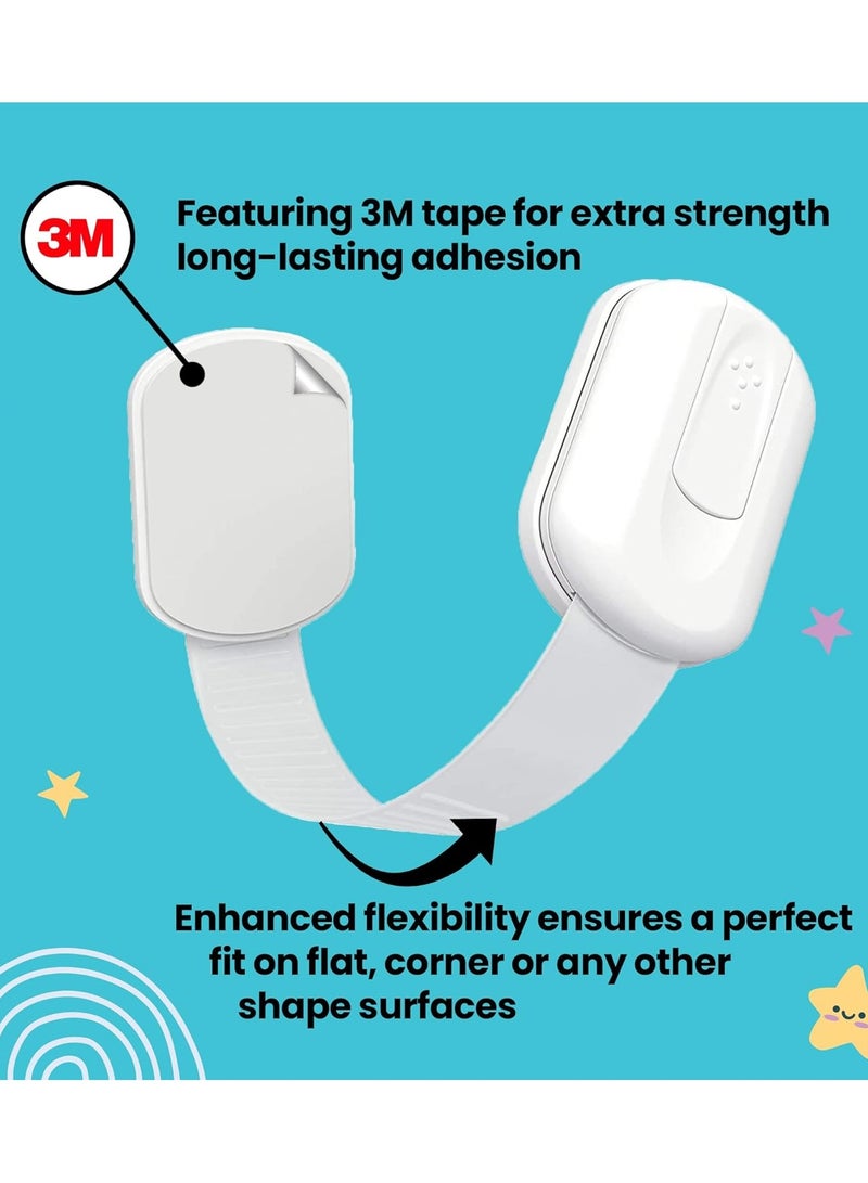 (10 PACK) Premium Cabinet Locks Baby Proofing, Child Proof Cabinet Locks with 3M Adhesive, Drawer Locks Baby Proofing Cabinets with No Drilling, 3M Adhesive + 4 Extra Stickers  - Image 2