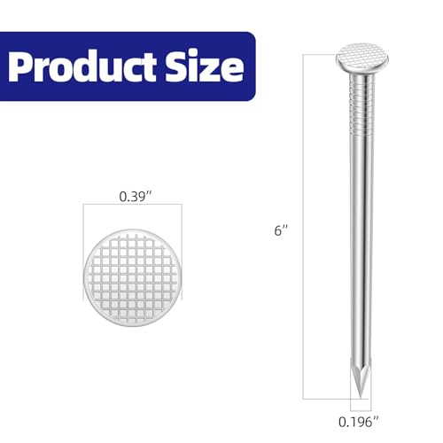 Etauwe 6 Inch Hardware Nails Stainless Steel Flat Nails Long Nails Wood Nails Wall Nails Common Nails 10 PCS - Image 3