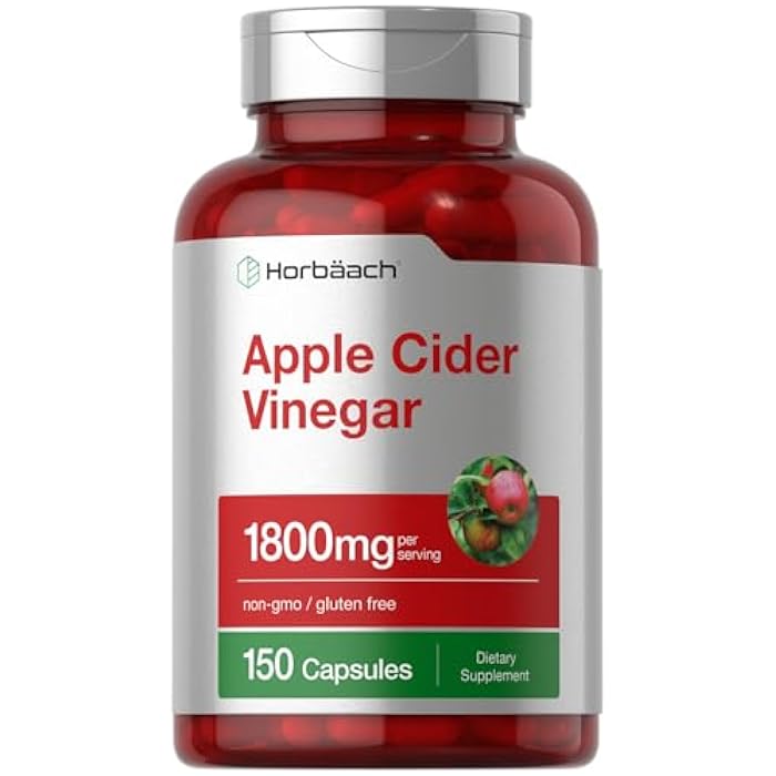 Horbäach Apple Cider Vinegar Capsules | 1800mg | 150 ACV Pills | Non-GMO, Gluten Free Supplement - Image 1