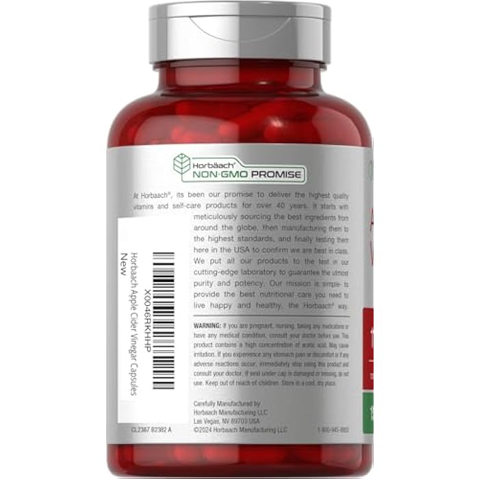 Horbäach Apple Cider Vinegar Capsules | 1800mg | 150 ACV Pills | Non-GMO, Gluten Free Supplement - Image 3
