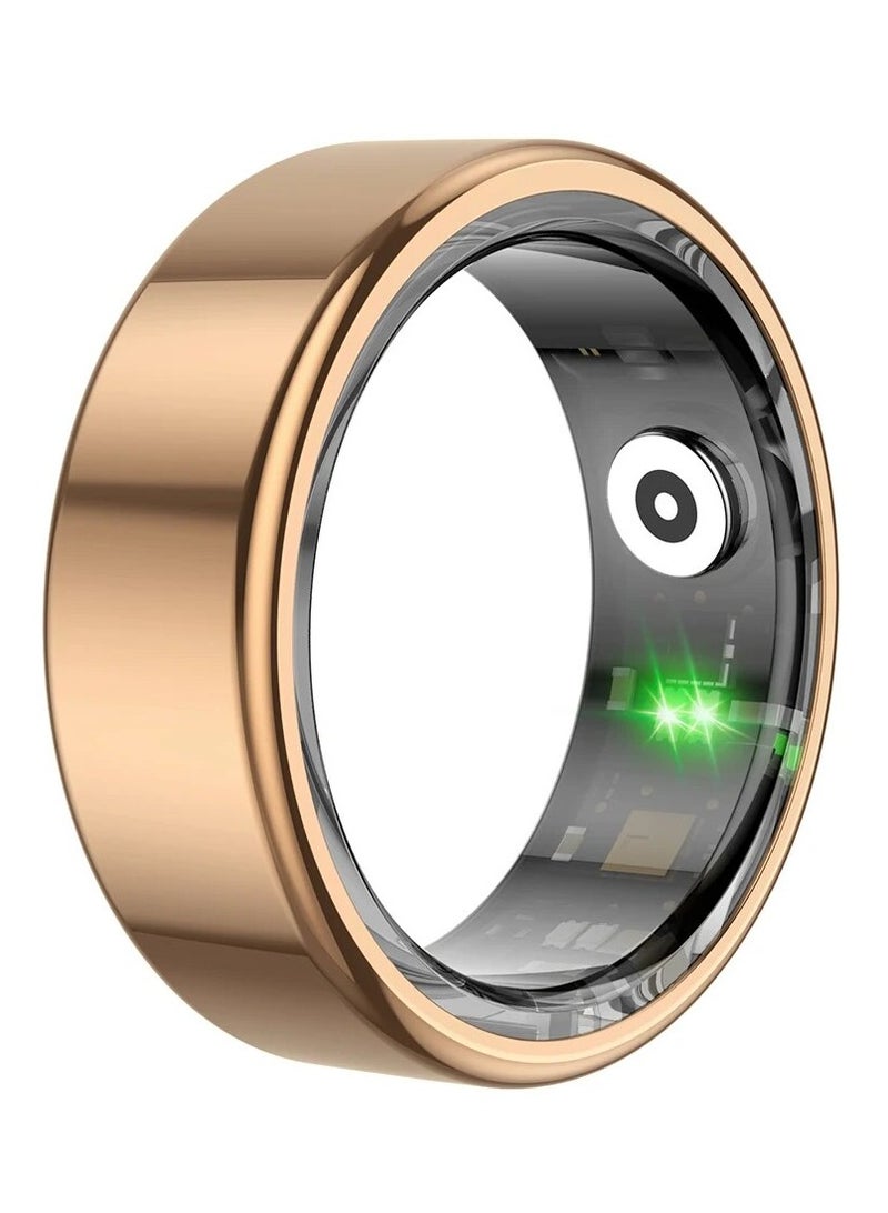 R02 Smart Ring Military Grade Titanium Steel Shell Health Monitoring IP68 & 3ATM Waterproof Multi-sport Modes (Gold, 20.6mm) - Image 1