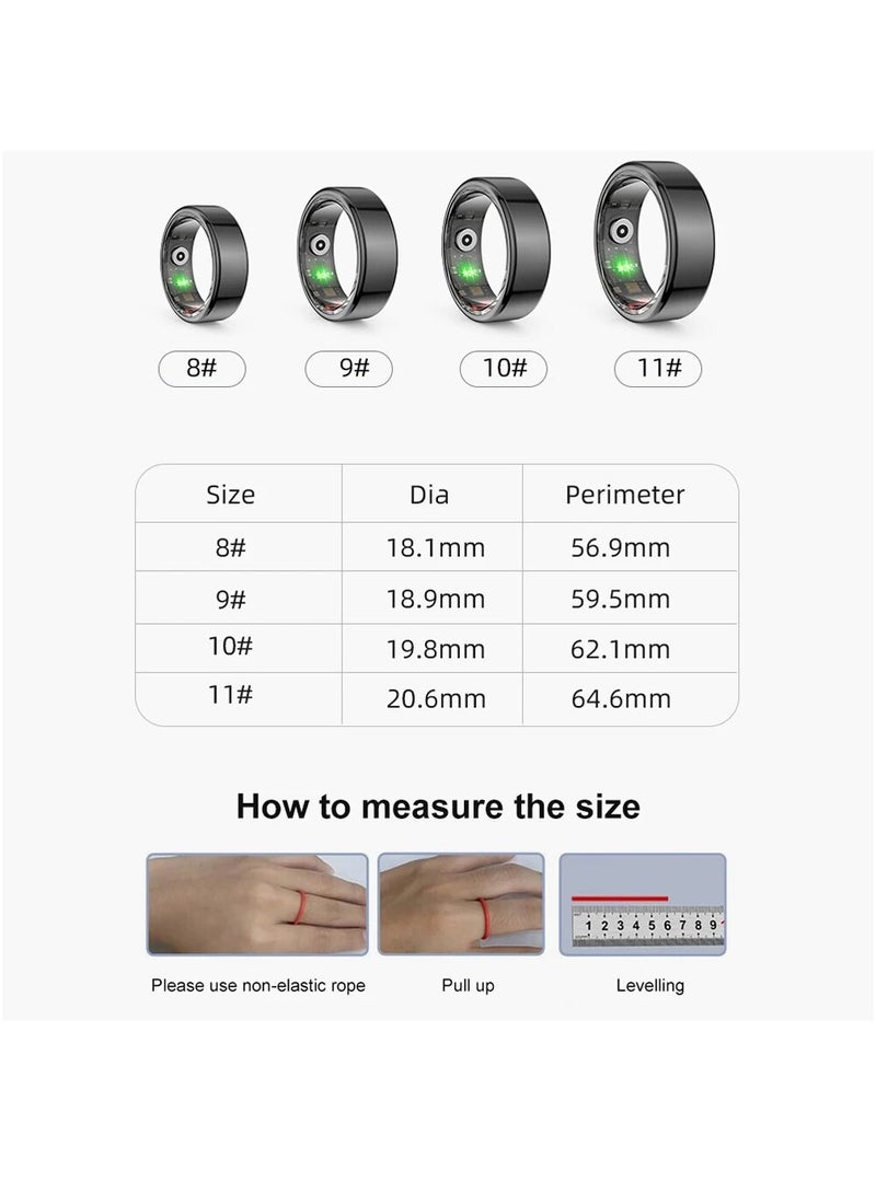 R02 Smart Ring Military Grade Titanium Steel Shell Health Monitoring IP68 & 3ATM Waterproof Multi-sport Modes (Gold, 20.6mm) - Image 5