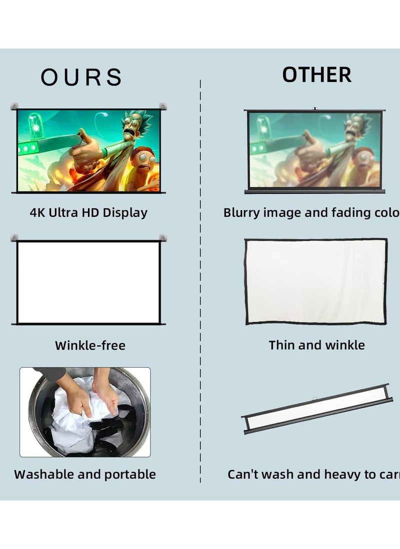 CityRiya-Long - Projector Screen with Stand, Portable 84" Projection Screen for Indoor Outdoor, Projector Screen with Wrinkle Free Tripod Stand, Mobile Movie Screen with Bag for Home Theater Wedding Party Office Presentation - Image 1