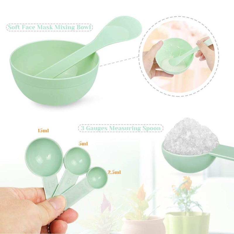 anezus Face Mask Mixing Bowl Set, Anezus 11 Pcs DIY Facemask Mixing Tool Kit with Facial Mask Bowl Stick Spatula Silicone Brush Spray Bottle Puff Soaking Bottle Gauges - Image 3