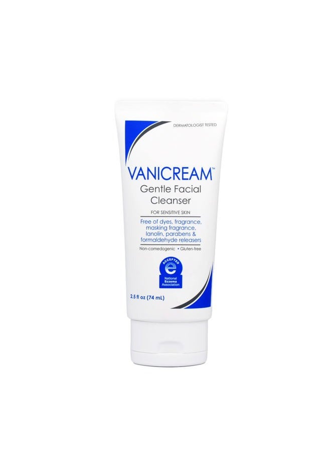Vanicream منظف وجه لطيف، 2.5 أونصة سائلة، مصمم بدون مهيجات شائعة للبشرة الحساسة، يزيل المكياج والأوساخ والزيوت الزائدة، غير كوميدوغينيك، غسول وجه متوازن الرقم الهيدروجيني - Image 1