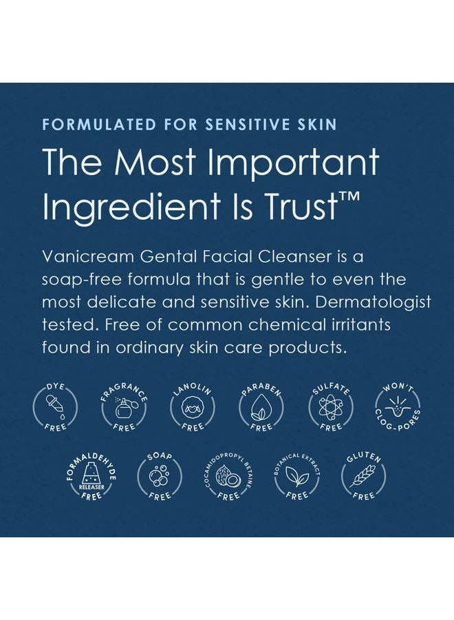 Vanicream منظف وجه لطيف، 2.5 أونصة سائلة، مصمم بدون مهيجات شائعة للبشرة الحساسة، يزيل المكياج والأوساخ والزيوت الزائدة، غير كوميدوغينيك، غسول وجه متوازن الرقم الهيدروجيني - Image 3