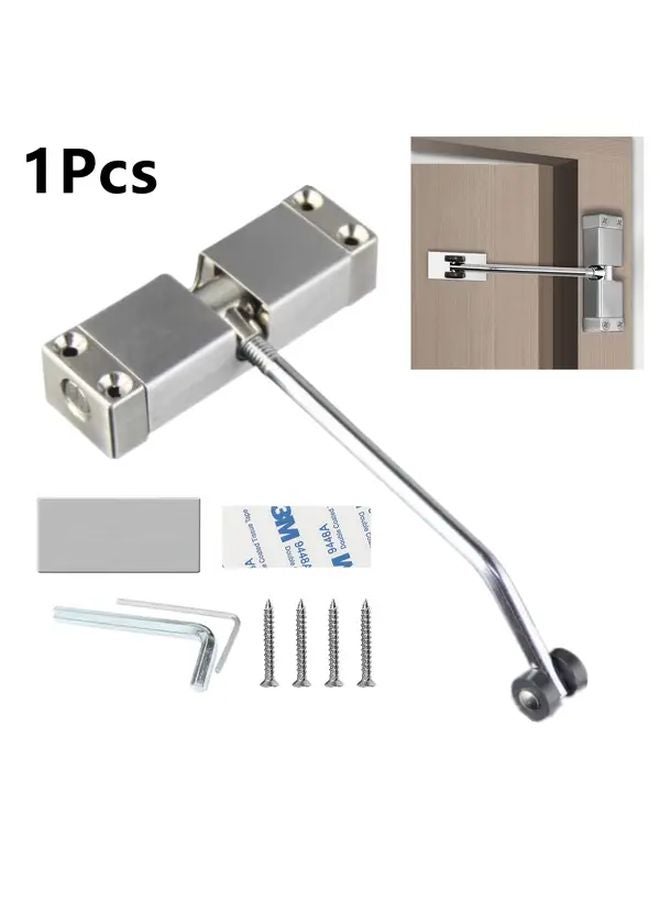 1pcs Silver Automatic Door Closer Hydraulic Buffer Adjustable Spring Close Easy Install - Image 1