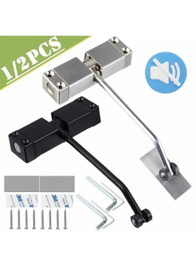 1pcs Silver Automatic Door Closer Hydraulic Buffer Adjustable Spring Close Easy Install - Image 2