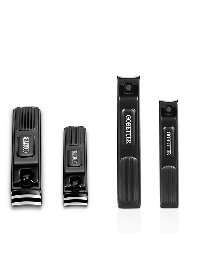 GOBETTER - Nail Clippers Manicure Set Toenail Clippers And Fingernail Clippers Sharp And Durable Stainless Steel Nail Cutter Wmetal Case Nice Gift For Men And Women Black - Image 1