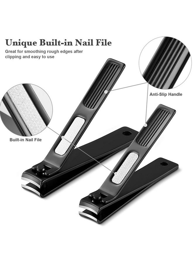GOBETTER - Nail Clippers Manicure Set Toenail Clippers And Fingernail Clippers Sharp And Durable Stainless Steel Nail Cutter Wmetal Case Nice Gift For Men And Women Black - Image 1