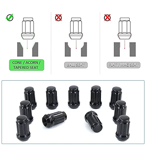 MOJTBE M12x1.5 Black Spline Lug Nuts 24pc + Tool, 12x1.5mm Wheel Lug Nuts Compatible with Toyota Tacoma 4Runner FJ Cruiser Lexus gx470 Mitsubishi Montero Ford Ranger Most 6 Lug 4 Lug Wheels - Image 5