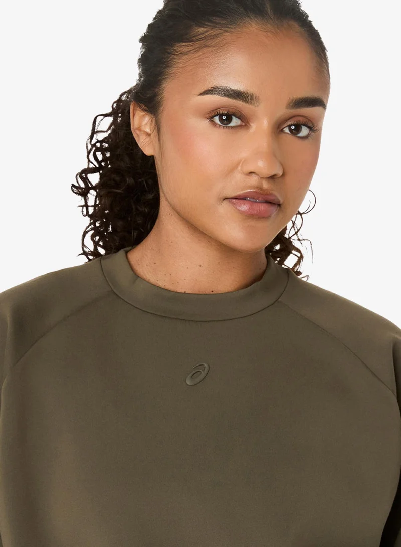Asics DARK OLIVE Nagino Refined Texture Sweatshirt for Women | Best Price UAE