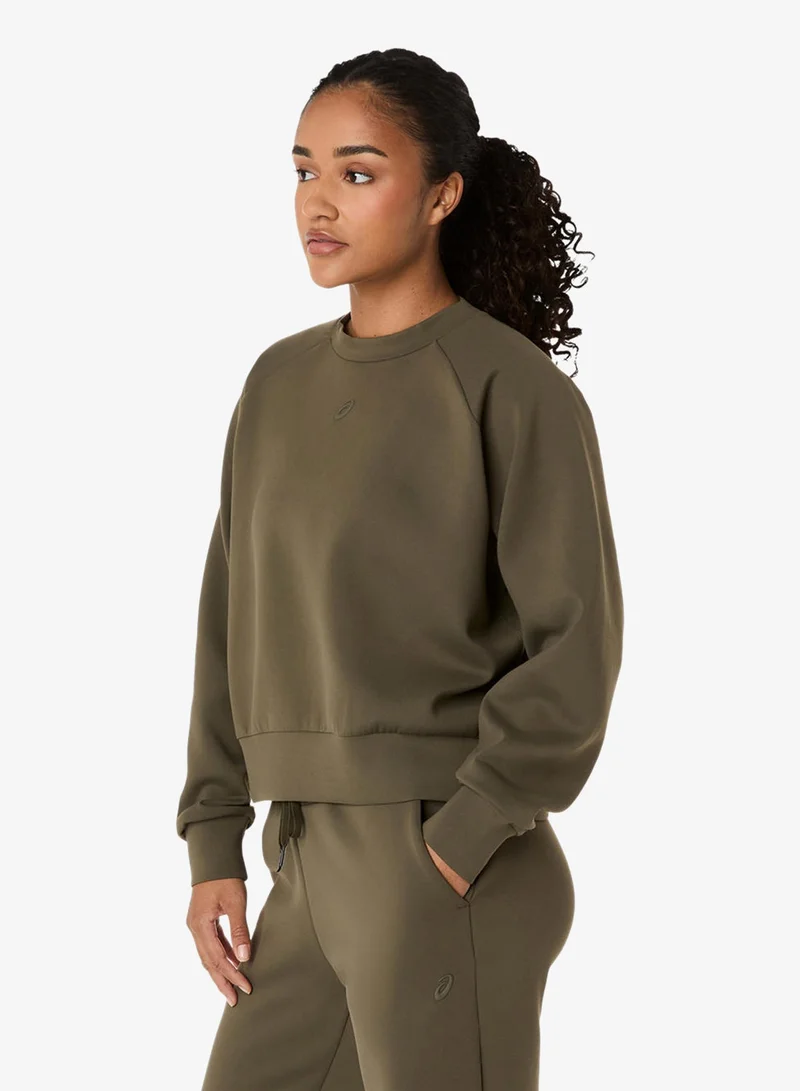 Asics DARK OLIVE Nagino Refined Texture Sweatshirt for Women | Best Price UAE