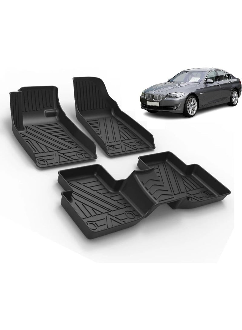 سجادات أرضية من مادة TPE لسيارات BMW الفئة الخامسة F10 موديلات 2011-2017 (أسود، تصميم خاص بالسيارة) - Image 1
