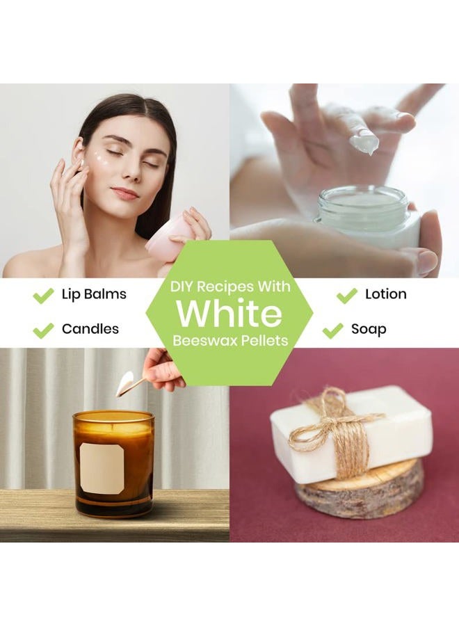 Soapeauty بلسم الشفاه من شمع النحل الأبيض الطبيعي 100% بحجم 4 أونصات، للعناية بالبشرة، والعناية بالشعر، والعناية بالوجه، حبيبات شمع النحل الأبيض المستخدمة في صناعة الشموع بحجم 4 أونصات - Image 5