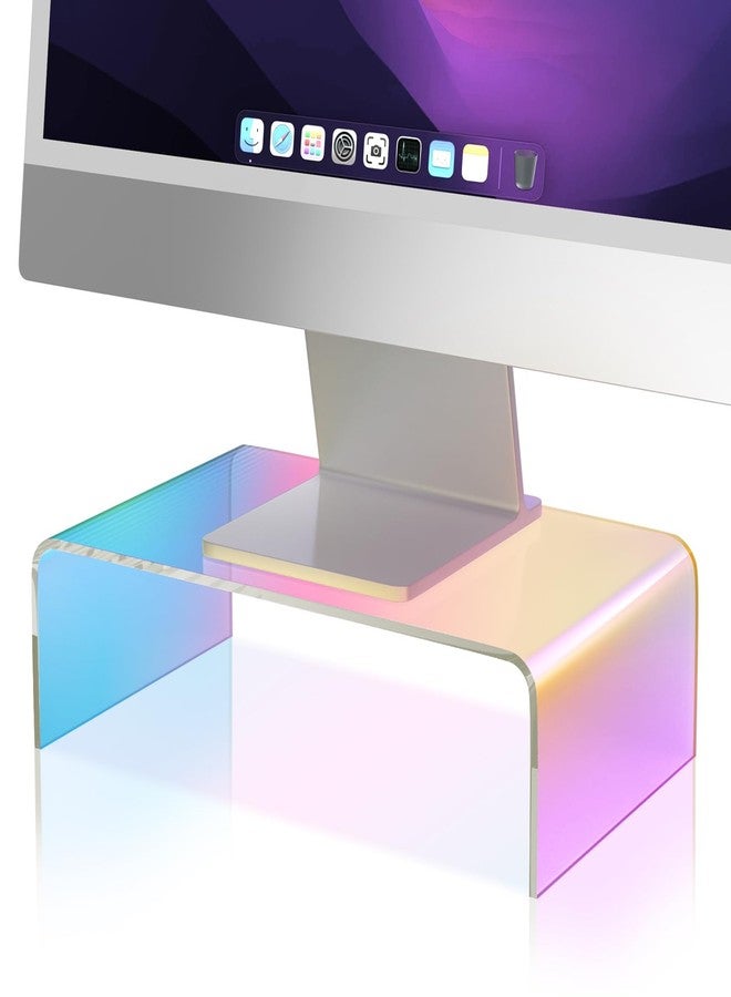 NiHome Iridescent Acrylic Computer Monitor Stand, Acrylic Laptop/PC Riser - Image 1