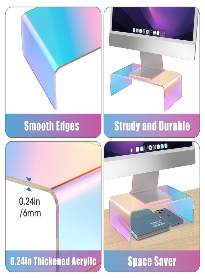NiHome Iridescent Acrylic Computer Monitor Stand, Acrylic Laptop/PC Riser - Image 5