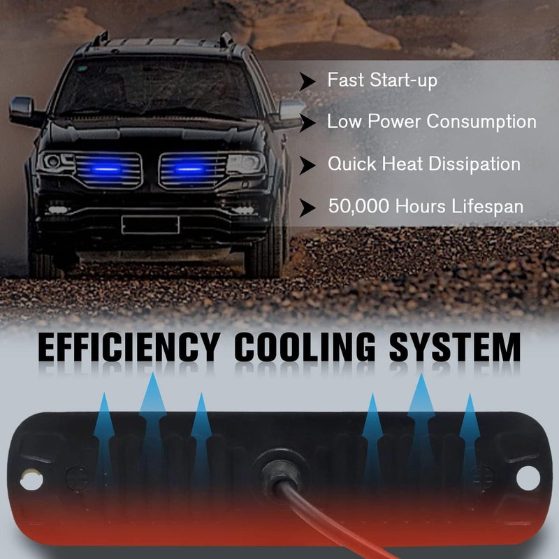 DIBMS LED Emergency Strobe Lights Bar - 8x Blue 6 LED Strobe Warning Light for Vehicles - Image 3