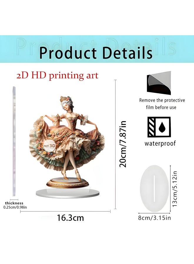 2D Flat Acrylic Desktop Ornament, Elegant Dancer, Mosque & Couple Design Table Decor
