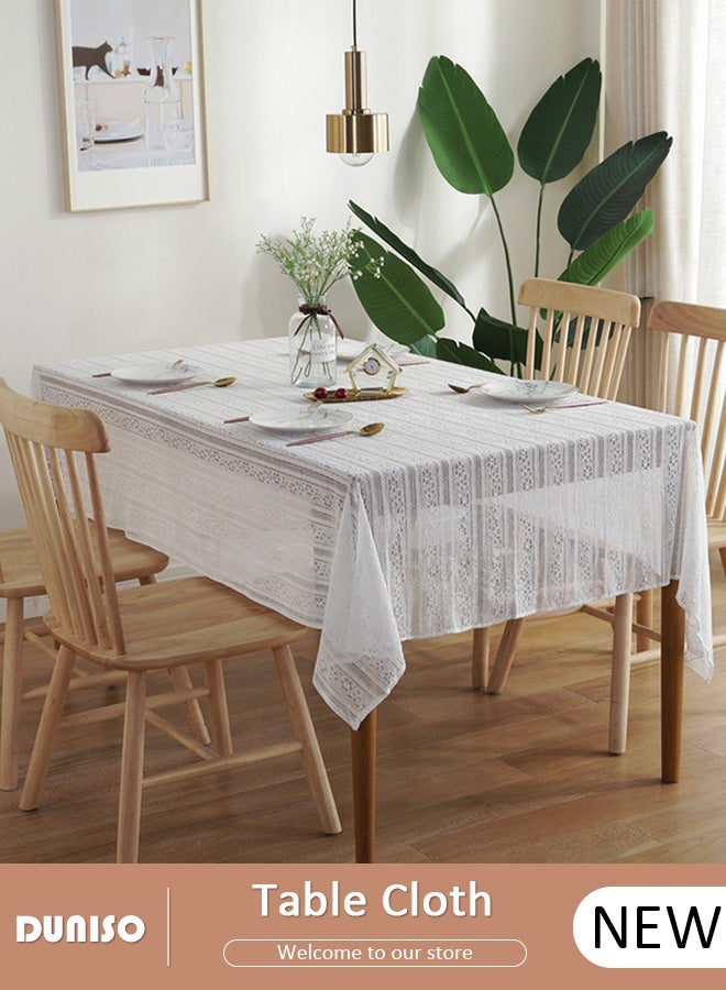 DUNISO Cotton Linen Table Cloth, Rectangular Retro Farmhouse Tablecloth, Wrinkle-Free Dust-Proof,Washable Decorative Table Covers for Home Kitchen Dinning Deco Party Wedding - Image 1