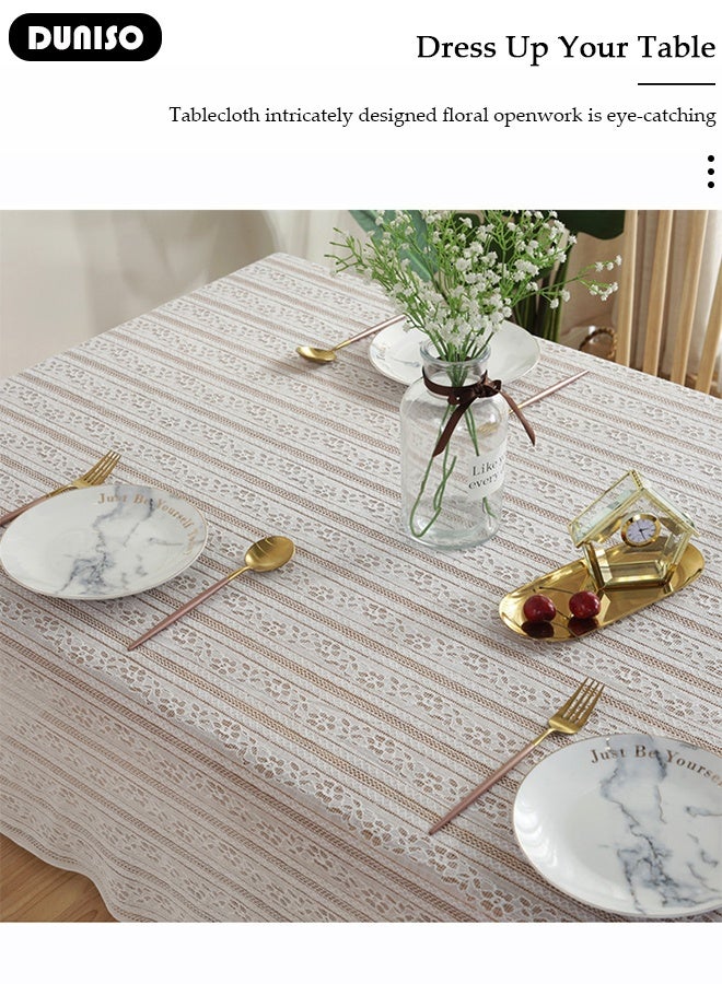 DUNISO Cotton Linen Table Cloth, Rectangular Retro Farmhouse Tablecloth, Wrinkle-Free Dust-Proof,Washable Decorative Table Covers for Home Kitchen Dinning Deco Party Wedding - Image 4