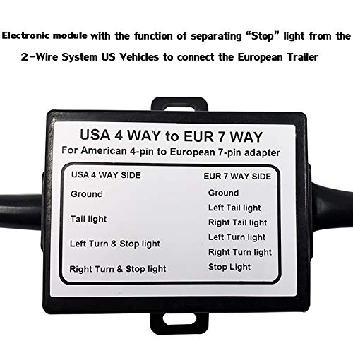CARROFIX USA to European Trailer Light Converter 4-Way Flat Connector (US Vehicle) to 7-Way Round Plug (European Trailer) - Image 2