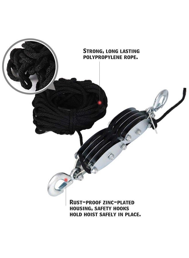 XSTRAP STANDARD Heavy-Duty 4 000 LB Breaking Strength 65 FT Rope Hoist with 2PK 8 FT Lift Sling  Black - Image 2