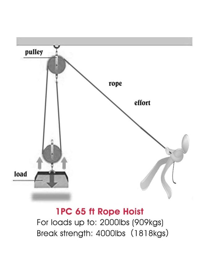 XSTRAP STANDARD Heavy-Duty 4 000 LB Breaking Strength 65 FT Rope Hoist with 2PK 8 FT Lift Sling  Black - Image 3