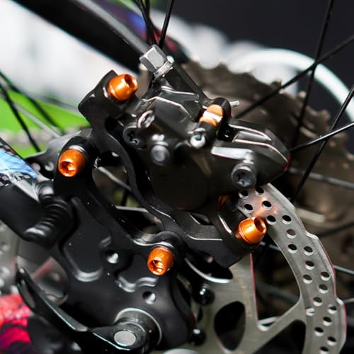 CNC MTB Caliper Bolts,Bike disc Brake Caliper Bolts M6x18mm Steel Alloy，Orange - Image 5
