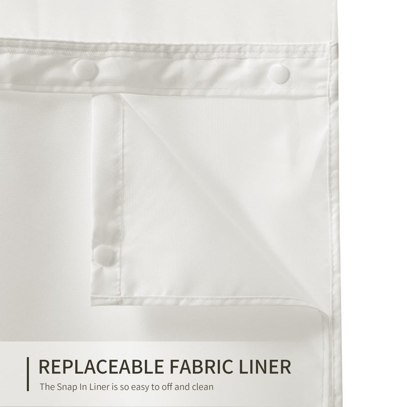 River Dream Stall Shower Curtain with Snap in Liner No Hooks Needed Shower Curtain for Bathroom Hotel Grade Machine Washable 36"" W?74"" H White with White Stripe and Magnets - Image 3