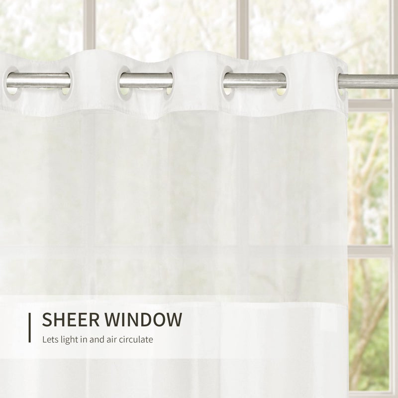 River Dream Stall Shower Curtain with Snap in Liner No Hooks Needed Shower Curtain for Bathroom Hotel Grade Machine Washable 36"" W?74"" H White with White Stripe and Magnets - Image 5