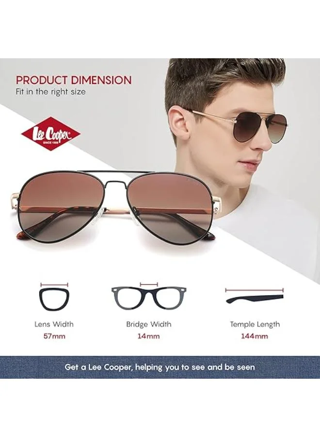 Lee Cooper  Polarized Sunglasses BLACK Frame GRAD BROWN Mirror Lens 57mm  - LC1015C01  | Best Price UAE