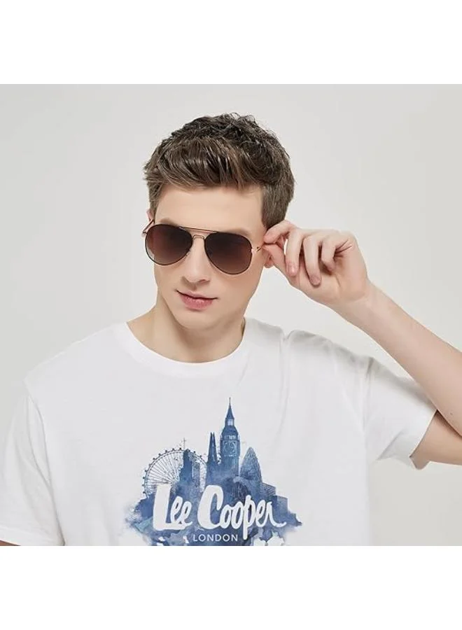 Lee Cooper  Polarized Sunglasses BLACK Frame GRAD BROWN Mirror Lens 57mm  - LC1015C01  | Best Price UAE