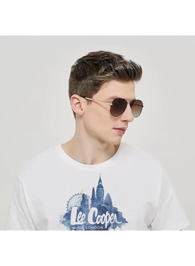 Lee Cooper  Polarized Sunglasses BLACK Frame GRAD BROWN Mirror Lens 57mm  - LC1015C01  | Best Price UAE