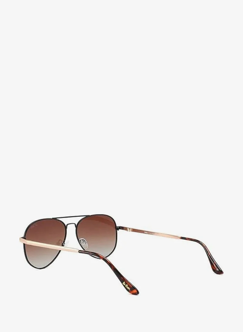 Lee Cooper Polarized Sunglasses BLACK Frame GRAD BROWN Mirror Lens 57mm  - LC1015C01