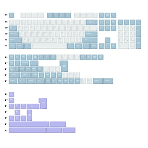 KBDiy Illusion PBT Double Shot Keycap Set,174 Keys Cute Blue Custom Key Cap Keycaps 70 Percent Cherry Profile Keycaps for 61/64/68/84/87/100/104/108 Mechanical Keyboard - Image 2